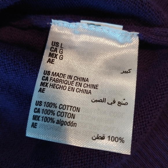 Karen Scott Classic Purple Cotton Pullover V Neck Sweater Top L - Picture 6 of 9